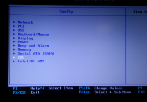 Config Menu on Lenovo W510 BIOS